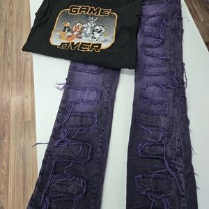 Jordan Craig Purple Distressed Kids Jeans (FREE T-SHIRT sz. 6-8)